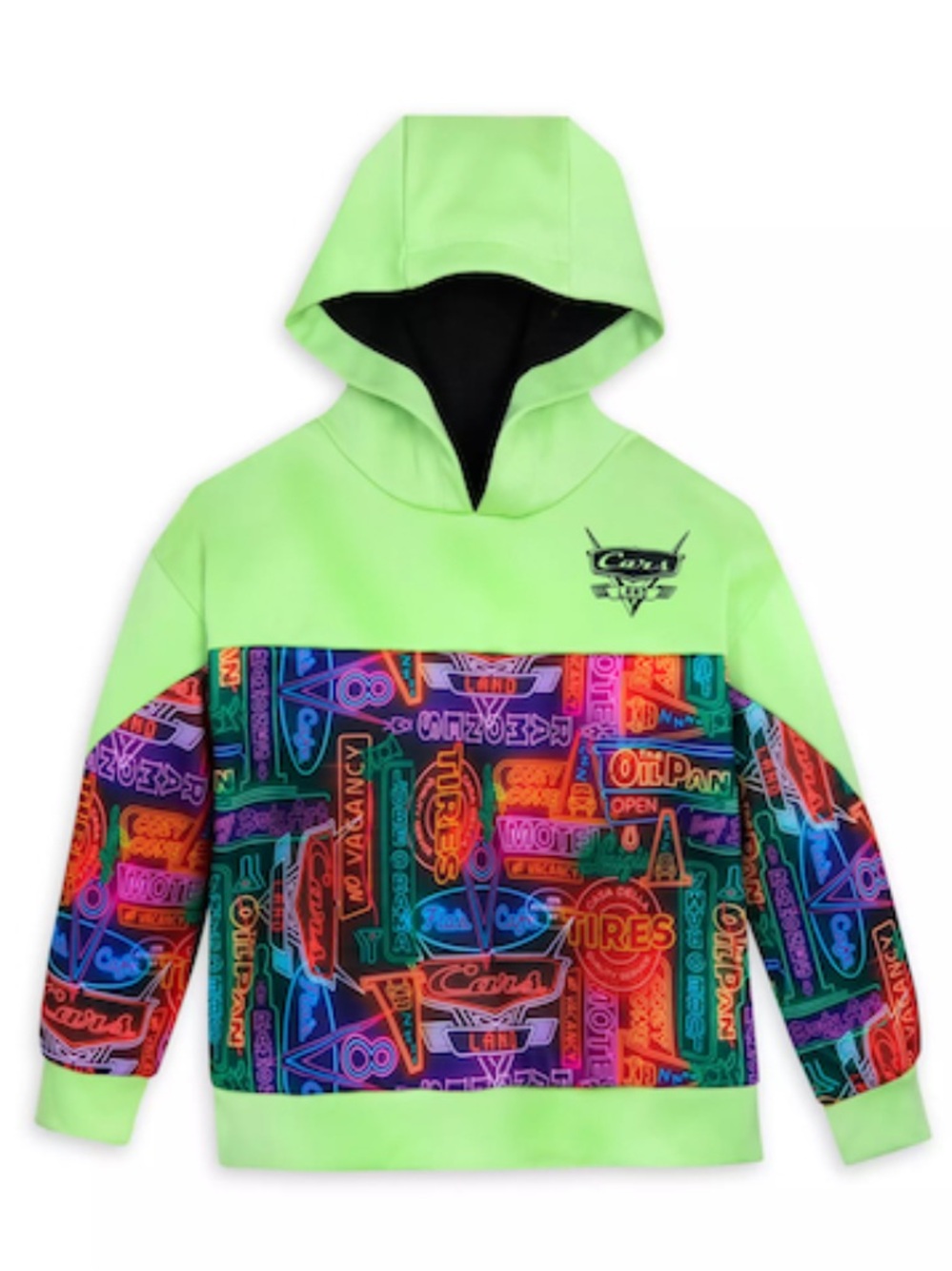 Authentic DISNEY Cars Land Neon Lights Hooded Sweatshirt for Boys size Med 7/8
